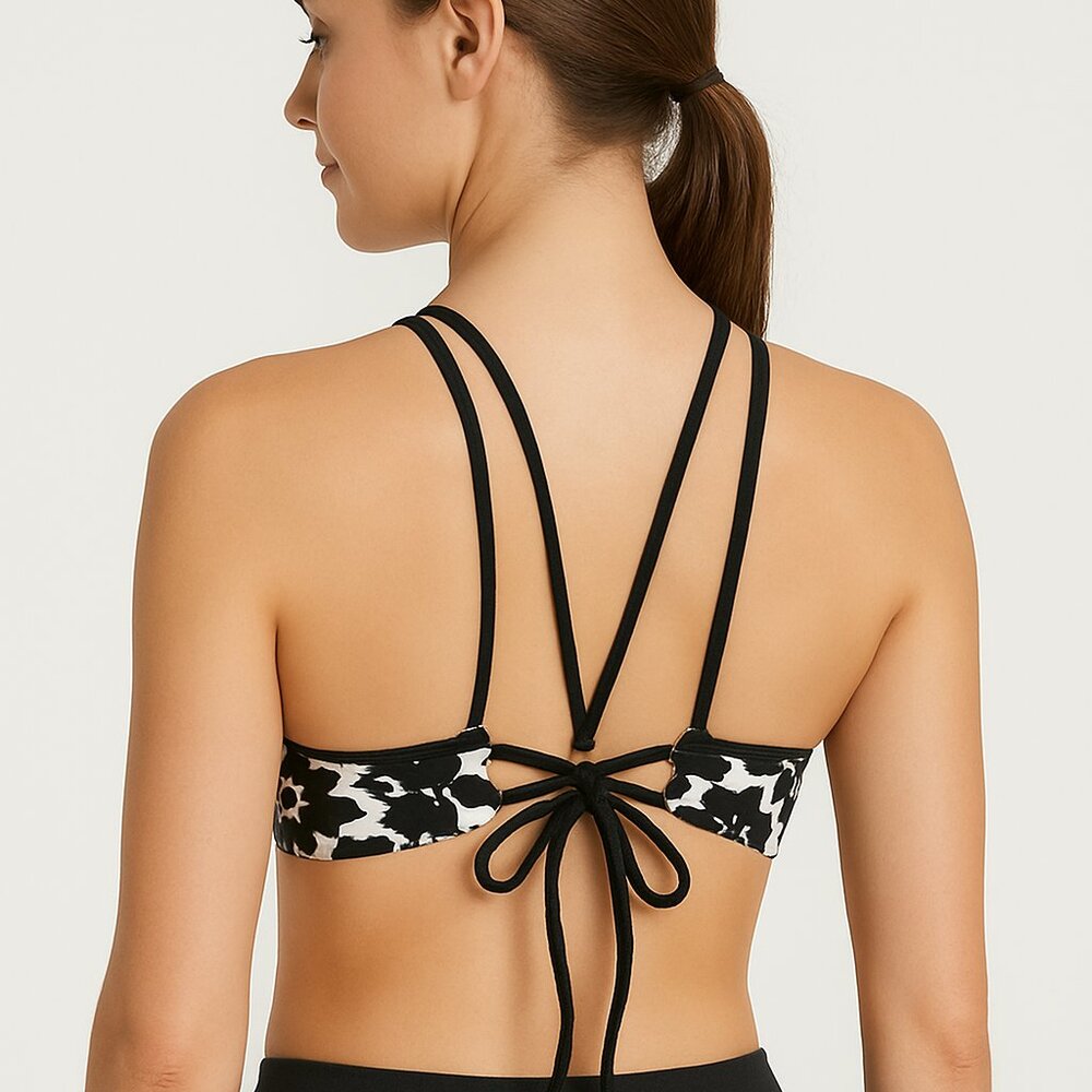 Hobie Bikini Swim Top High Neck Halter Floral Sz M - Picture 6 of 10
